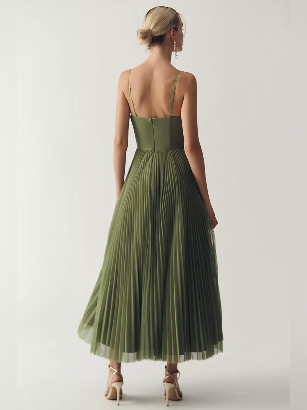 New Anthropologie Hutch Amara Corset Pleated Tulle Fit & Flare Midi Dress Size 8 - Picture 4 of 7